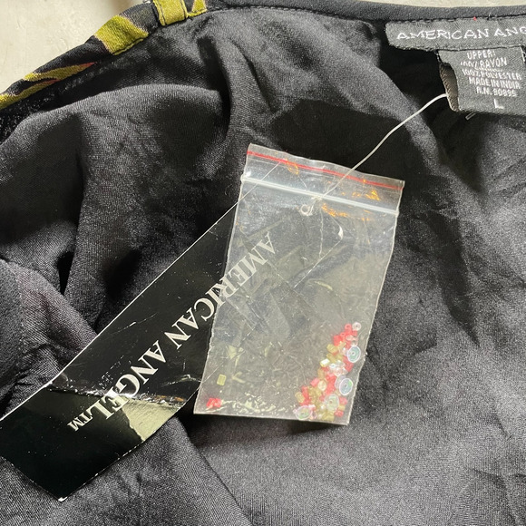 Vintage NWT 90s Y2K Black Red Floral Fairy Beaded Maxi Slip Dress Sz L - Picture 8 of 10